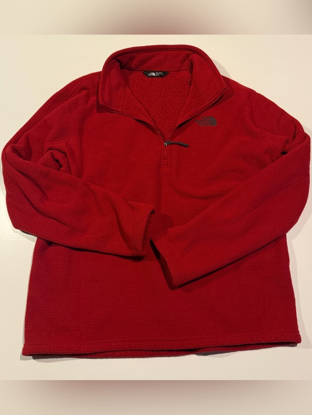 North Face Red Quarter Zip Microgrid Fleece